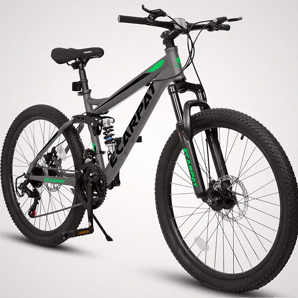 26" Wheel Mountain Bike 21 Speed Dual Suspension Disc Brake Carbon Steel Frame