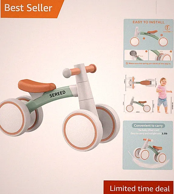 First Birthday Gift: Child-Safe Balance Bike with No Pedals & 6.7-Inch Wheels