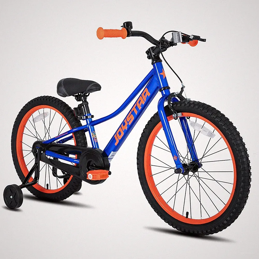 JOYSTAR 20" Kids Mountain Bike with 20 Inch Training Wheels, Blue