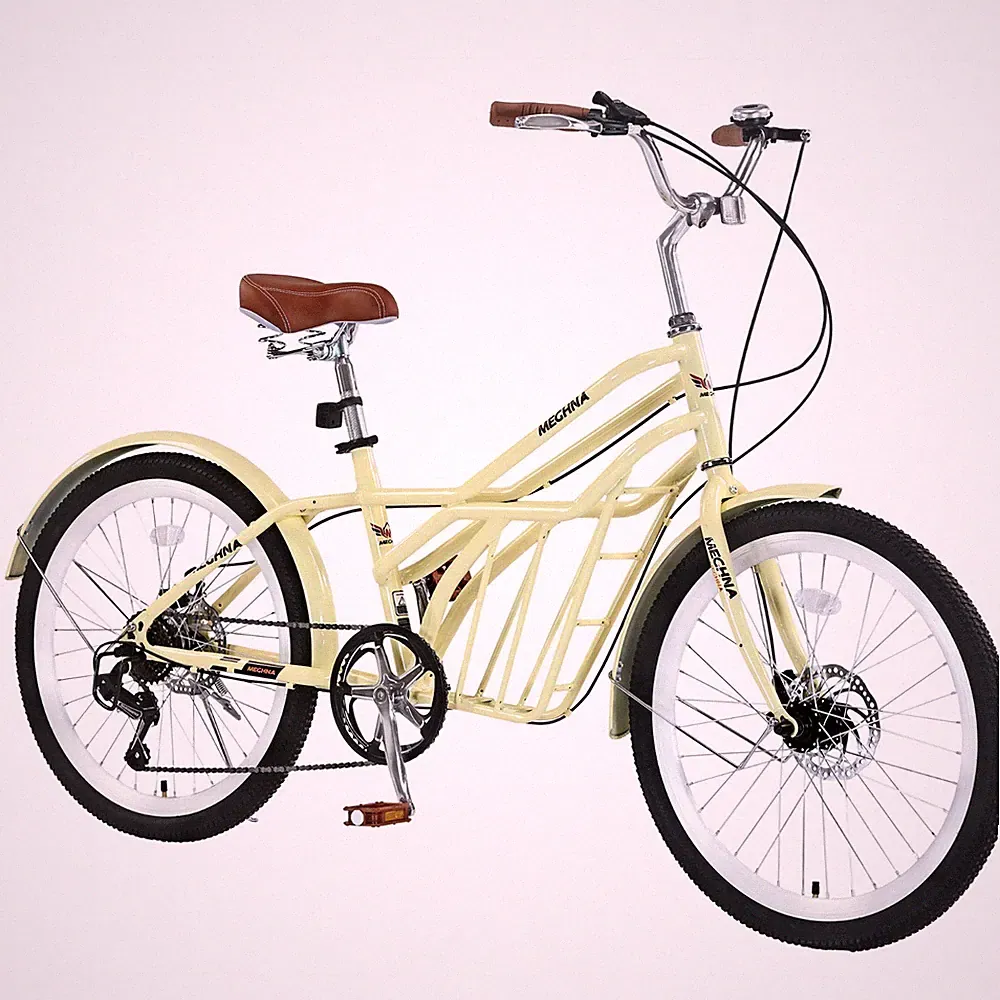 MEGHNA 6 Speed, Steel Frame, 24 Inch bike,Commuter Bike Adults ,Yellow Garden