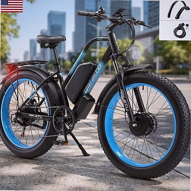 Q7 Peak 4000W Dual Motor E-Bike For Adult 48V 1104WH Lithium Battery UL2849 24"